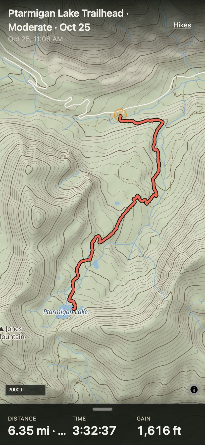 Offline topo map with the Ptarmigan Lake track
