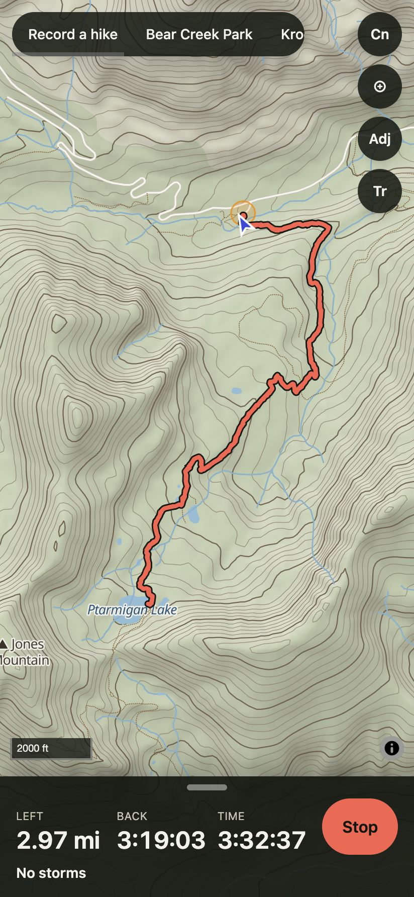 Live stats while recording a hike